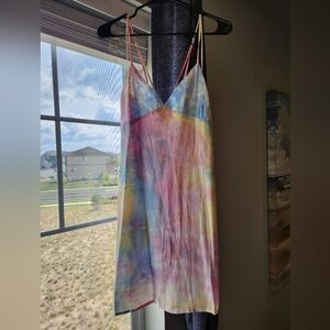 Satin rainbow/tye dye slip dress